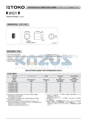 A7040HN-120M datasheet - Fixed Inductors for Digital Audio Amplifier