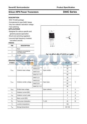 D44C11 datasheet - Silicon NPN Power Transistors