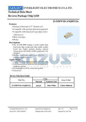 23-21B-W1D-ANQHY-2A datasheet - Reverse Package Chip LED