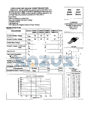 D44H8 datasheet - COMPLEMENTARY SILICON POWER TRANSISTORS