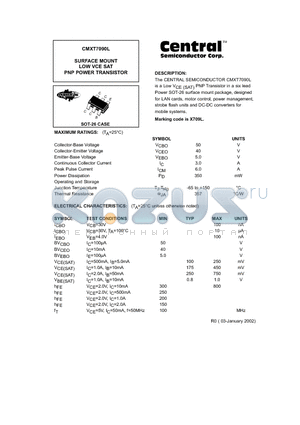 CMXT7090L datasheet - SURFACE MOUNT LOW VCE SAT PNP POWER TRANSISTOR