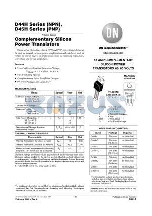 D44H8G datasheet - Complementary Silicon Power Transistors