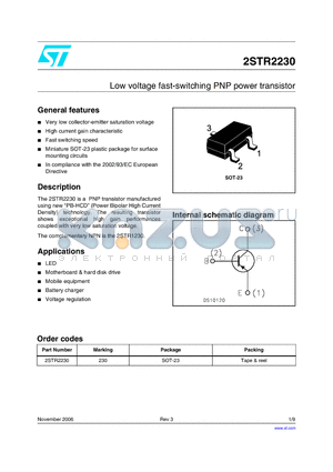 230 datasheet - Low voltage fast-switching PNP power transistor