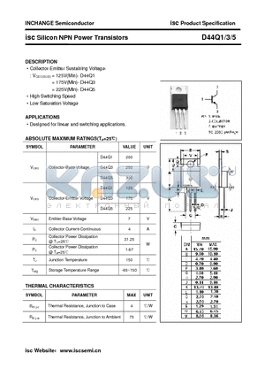 D44Q3 datasheet - isc Silicon NPN Power Transistors