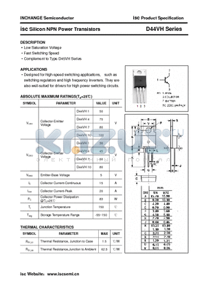 D44VH datasheet - isc Silicon NPN Power Transistors