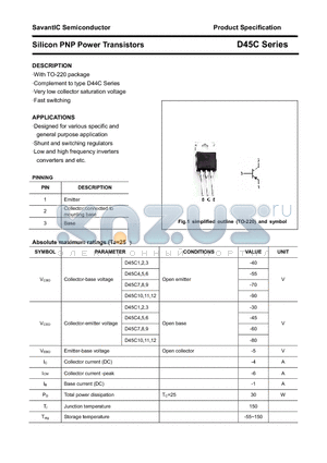 D45C10 datasheet - Silicon PNP Power Transistors