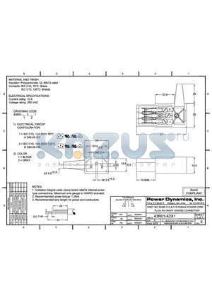 43R01-2221 datasheet - IEC 60320 C13& C15 FEMALE POWER CORD PLUG; R/A RIGHT HANDED CONNECTION