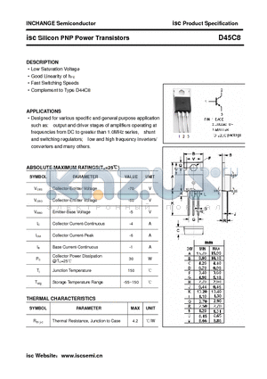 D45C8 datasheet - isc Silicon PNP Power Transistors