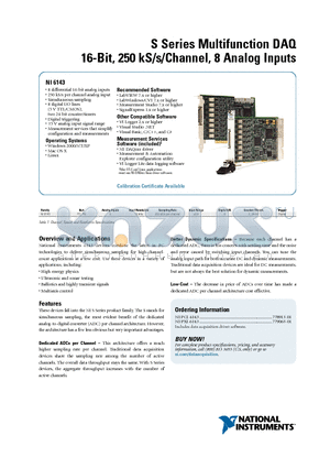 779063-01 datasheet - S Series Multifunction DAQ 16-Bit, 250 kS/s/Channel, 8 Analog Inputs