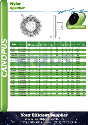 CMY1703 datasheet - Mylar Speaker