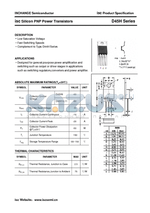 D45H datasheet - isc Silicon PNP Power Transistors