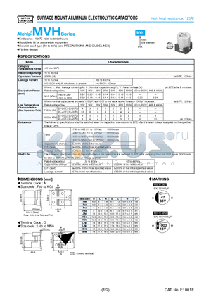 EMVH101ADA220MJA0G datasheet - SURFACE MOUNT ALUMINUM ELECTROLYTIC CAPACITORS