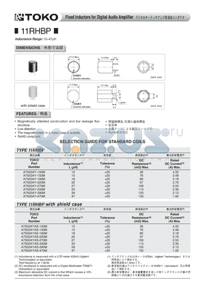 A7503AY-100M datasheet - Fixed Inductors for Digital Audio Amplifier