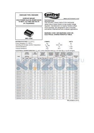 CMZ5342B datasheet - SURFACE MOUNT HIGH POWER SILICON ZENER DIODE 10 WATT, 6.8 THRU 200 VOLTS