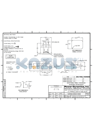 43R09-3232-200 datasheet - 10A/15A IEC 60320 APPL. OUTLET; STRAIGHT PC TERMINALS; SNAP-IN, PANEL MOUNT