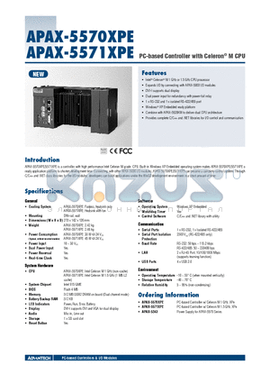 APAX-5571XPE datasheet - PC-based Controller with Celeron^ M CPU