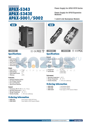 APAX-5002 datasheet - Power Supply for APAX-5570 Series