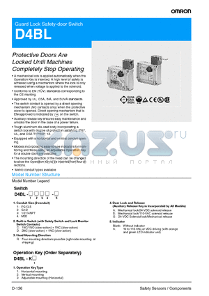 D4BL-2DRB datasheet - Guard Lock Safety-door Switch