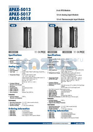 APAX-5001 datasheet - 8-ch RTD Module