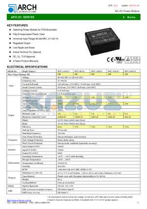 APC-15D-E1 datasheet - AC-DC Power Module