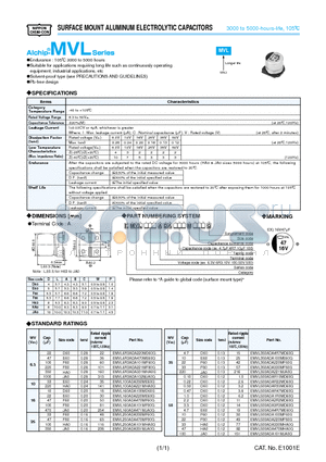 EMVL250ADA331MJA0G datasheet - SURFACE MOUNT ALUMINUM ELECTROLYTIC CAPACITORS