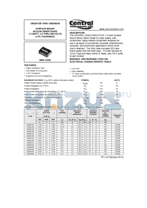 CMZ5913B datasheet - SURFACE MOUNT SILICON ZENER DIODE 1.5 WATT, 3.3 THRU 200 VOLTS a 5% TOLERANCE