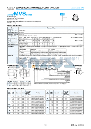EMVS160ADA220ME46G datasheet - SURFACE MOUNT ALUMINUM ELECTROLYTIC CAPACITORS