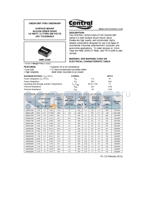 CMZ5928BP datasheet - SURFACE MOUNT SILICON ZENER DIODE 3.0 WATT, 3.3 THRU 200 VOLTS a5% TOLERANCE