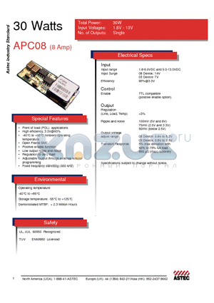 APC08 datasheet - 30 Watts