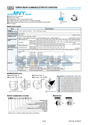 EMVY160GTR222MLH0S datasheet - SURFACE MOUNT ALUMINUM ELECTROLYTIC CAPACITORS