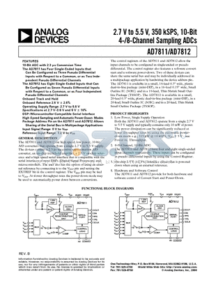 7812 datasheet - 2.7 V to 5.5 V, 350 kSPS, 10-Bit 4-/8-Channel Sampling ADCs