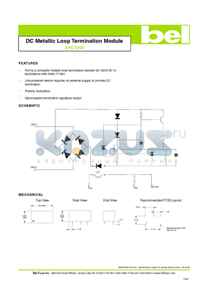 APC1202 datasheet - DC Metallic Loop Termination Module