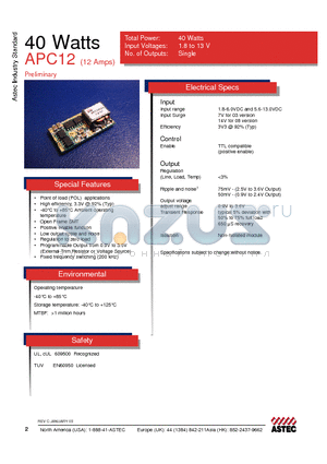 APC12F03 datasheet - 40 Watts