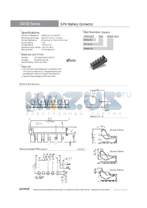 CN032Z-005-000301 datasheet - 5-Pin Battery Connector