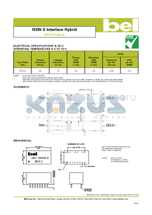 APC14103E-F datasheet - ISDN S Interface Hybrid