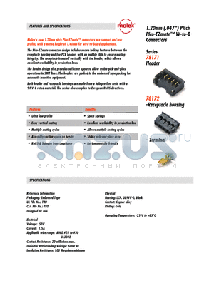 78171-1005 datasheet - 1.20mm (.047) Pitch Pico-EZmate W-to-B Connectors