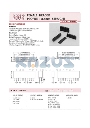 B0622BD1 datasheet - FEMALE HEADER PROFILE : 8.4mm STRAIGHT