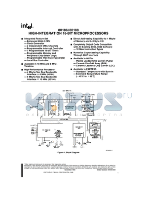 A80186 datasheet - HIGH-INTEGRATION 16-BIT MICROPROCESSORS