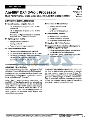 A80486DX4 datasheet - High-performance, clock-selectable, 3.3 V, 32-Bit microprocessor