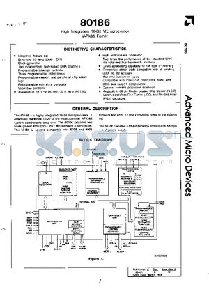 A80186 datasheet - High Integration 16-Bit Microprocessor iAPX86 Family