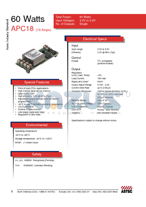 APC18T04-9J datasheet - 60 Watts