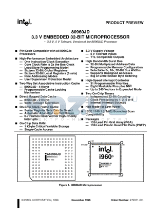 A80960JD-40 datasheet - 3.3 V EMBEDDED 32-BIT MICROPROCESSOR