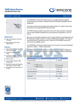 7820R-085-LU-115 datasheet - Optical Receiver
