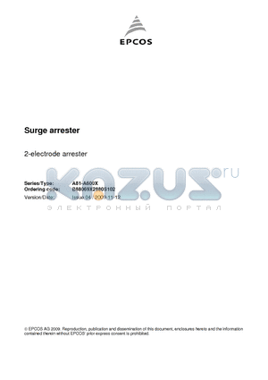 A81-A600X datasheet - 2-electrode arrester