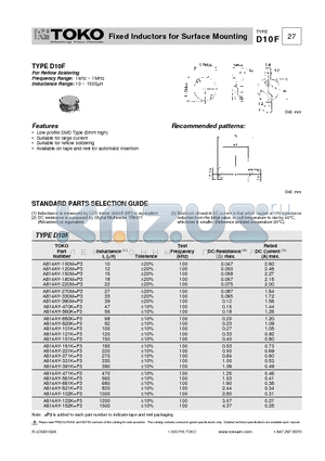 A814AY-120M datasheet - Fixed Inductors for Surface Mounting