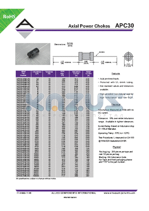 APC30-120K-RC datasheet - Axial Power Chokes