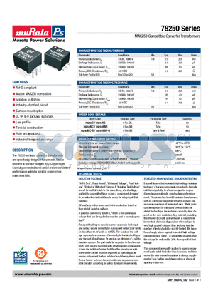 78250MC datasheet - MAX250 Compatible Converter Transformers