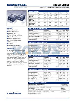 78253/35V datasheet - MAX253 Compatible Converter Transformers