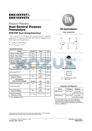 EMZ1DXV6T5 datasheet - Dual General Purpose Transistors