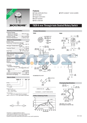 7829H-1-023 datasheet - 6 mm Through-hole Sealed Rotary Switch